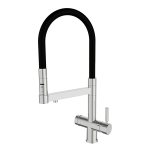 Shurity 390 Rubinetto da cucina con Doccetta in gomma senza metalli pesanti 3 vie Cromo/Nero