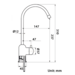 Shurity 330 Rubinetto di prelievo 3 vie per depuratori 1/4” Cromo - immagine 2