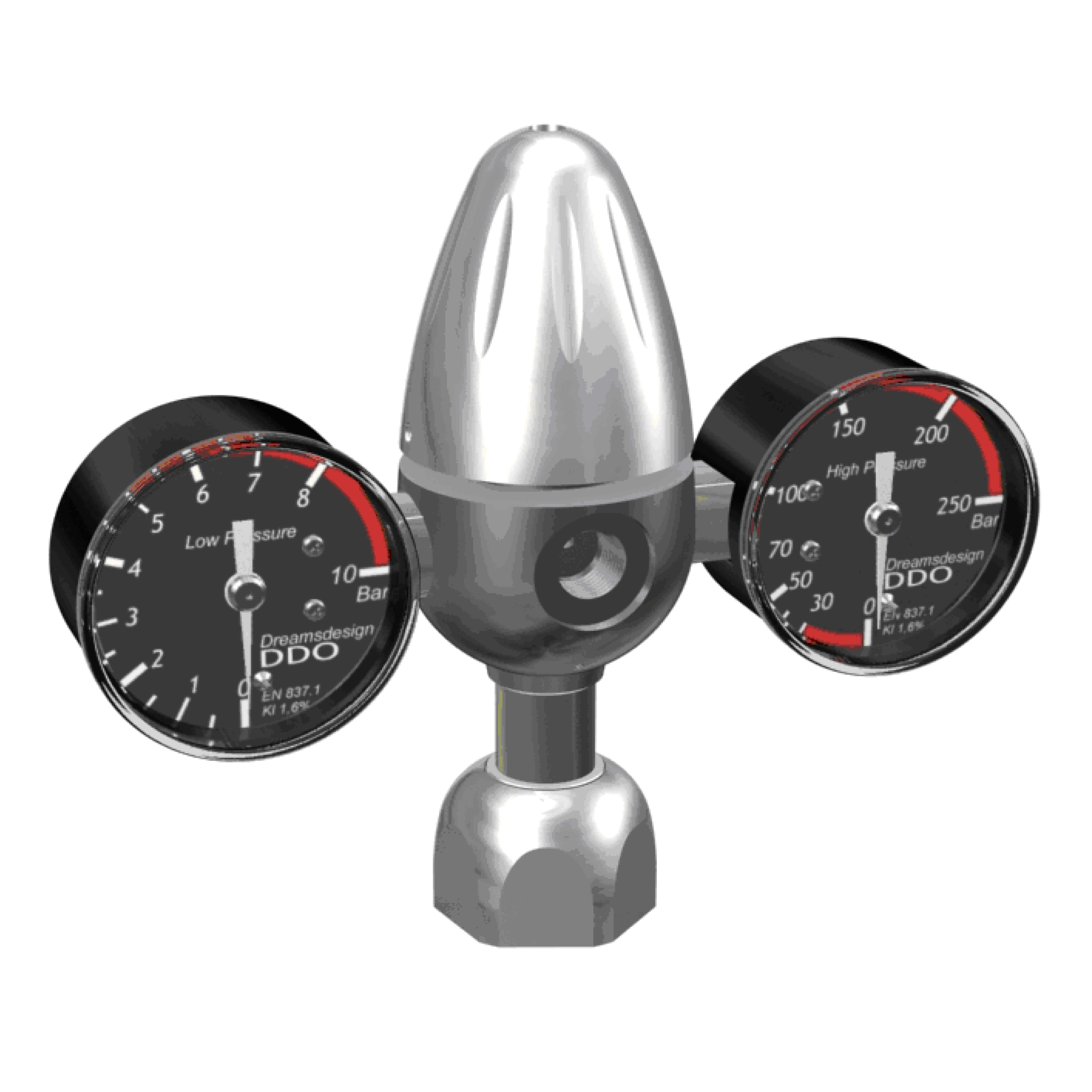 330300 Riduttore di pressione Co2 con due Manometri per Bombole ricaricabili 2, 4 e 10Kg. W21,8 - immagine 1