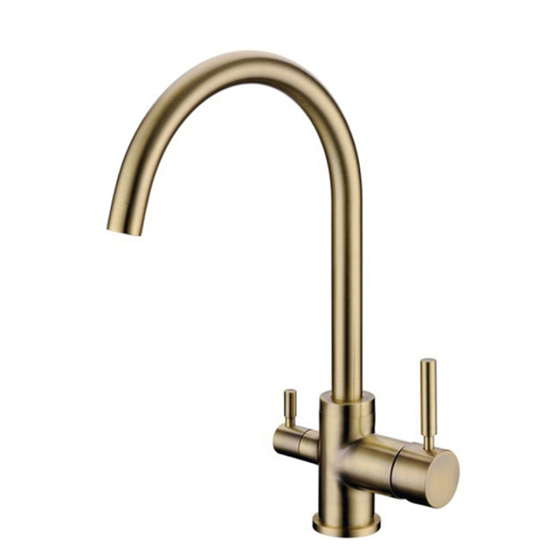 350-OT.png Shurity 350 Rubinetto da cucina 3 vie Ottone Spazzolato - immagine 1