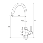 Shurity 350 Rubinetto da cucina 3 vie Cromo Satinato - immagine 2