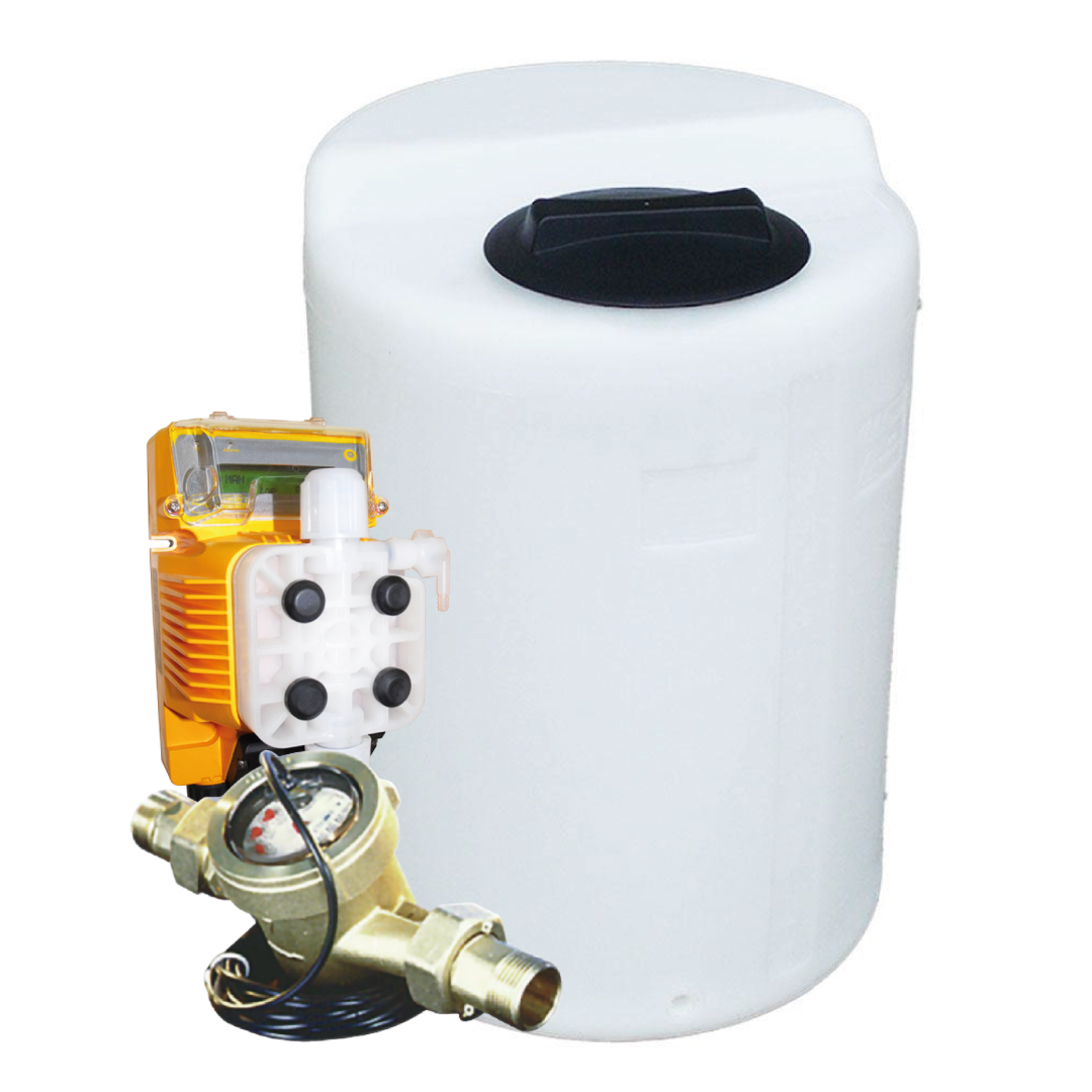 Sistema-di-Clorazione-Injecta.png Injecta Sistema di clorazione proporzionale pompa Athena AT.MT2 PVDF contatore WM-R3 1/2“ serbatoio 50lt. - immagine 1