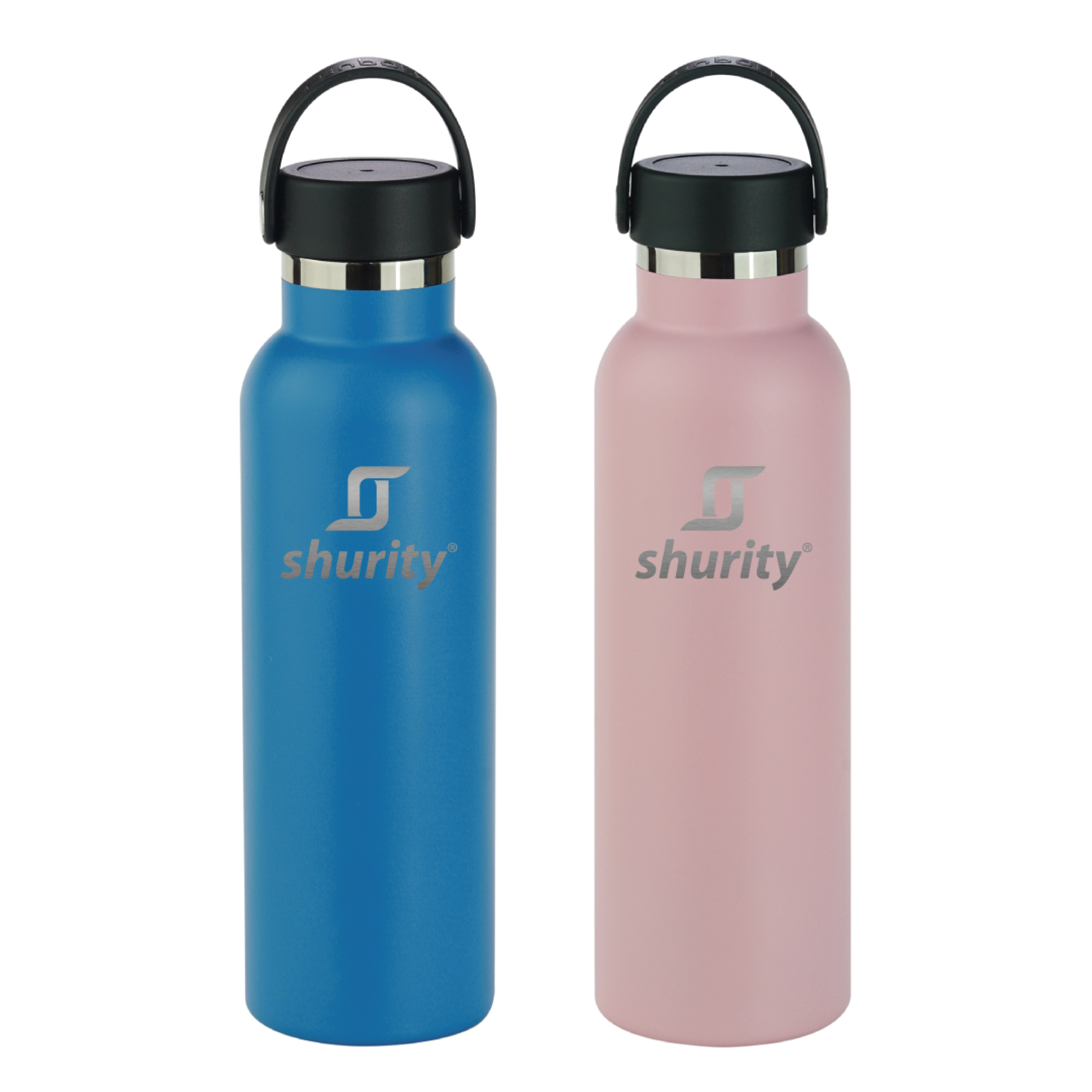 2 Pack 2pz. - Borraccie Termiche Shurity Runbott Sport Acciaio inox con rivestimento in ceramica 600ml. Azzurra e Rosa - immagine 1