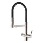 Shurity 390 Rubinetto da cucina con Doccetta in gomma senza metalli pesanti 3 vie Nickel/Nero