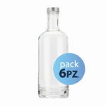 Pack 6pz. - Bottiglia Basic 75cl. Trasparente con tappo Argento