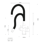 Shurity Snake Rubinetto da cucina Sottofinestra con canna snodabile 3 vie Nero Opaco - immagine 3