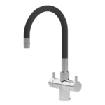 Shurity Snake Rubinetto da cucina Sottofinestra con canna snodabile 5 vie Cromo/Nero