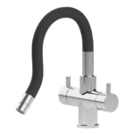 Shurity Snake Rubinetto da cucina Sottofinestra con canna snodabile 4 vie Cromo/Nero - immagine 2