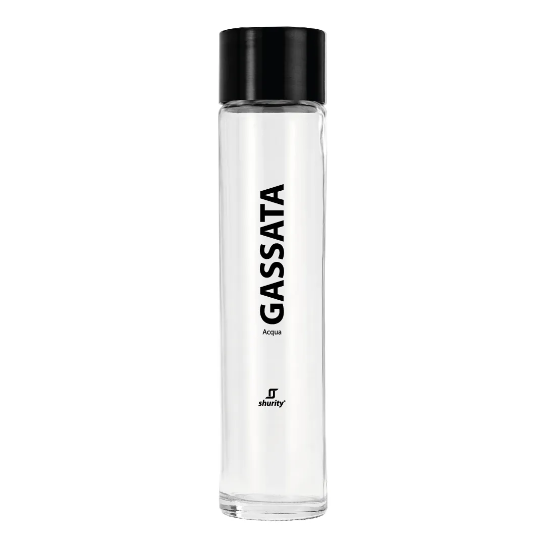 330840 Bottiglia Shurity Tube 75cl. Personalizzata Trasparente Acqua Gassata con Tappo Nero - immagine 1