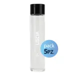 Pack 5pz. - Bottiglia Shurity Tube 75cl. Personalizzata Trasparente Acqua Liscia con Tappo Nero