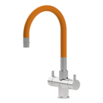 Shurity Snake Rubinetto da cucina Sottofinestra con canna snodabile 5 vie Cromo/Arancione