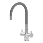Shurity Snake Rubinetto da cucina Sottofinestra con canna snodabile 3 vie Cromo/Grigio