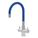 Shurity Snake Rubinetto da cucina Sottofinestra con canna snodabile 5 vie Cromo/Blue