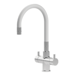 Shurity Snake Rubinetto da cucina Sottofinestra con canna snodabile 3 vie Cromo/Bianco