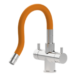Shurity Snake Rubinetto da cucina Sottofinestra con canna snodabile 5 vie Cromo/Arancione - immagine 2