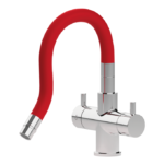 Shurity Snake Rubinetto da cucina Sottofinestra con canna snodabile 3 vie Cromo/Rossa - immagine 2