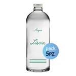 Pack 5pz. - Bottiglia Puffy 75cl. Personalizzata Trasparente Acqua Liscia con Tappo Argento  (NO LOGO SHURITY)