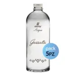 Pack 5pz. - Bottiglia Shurity Puffy 75cl. Personalizzata Trasparente Acqua Gassata con Tappo Argento
