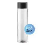Pack 4pz. - Bottiglia in vetro per Acqua Cilinder 75cl. Con Tappo Nero
