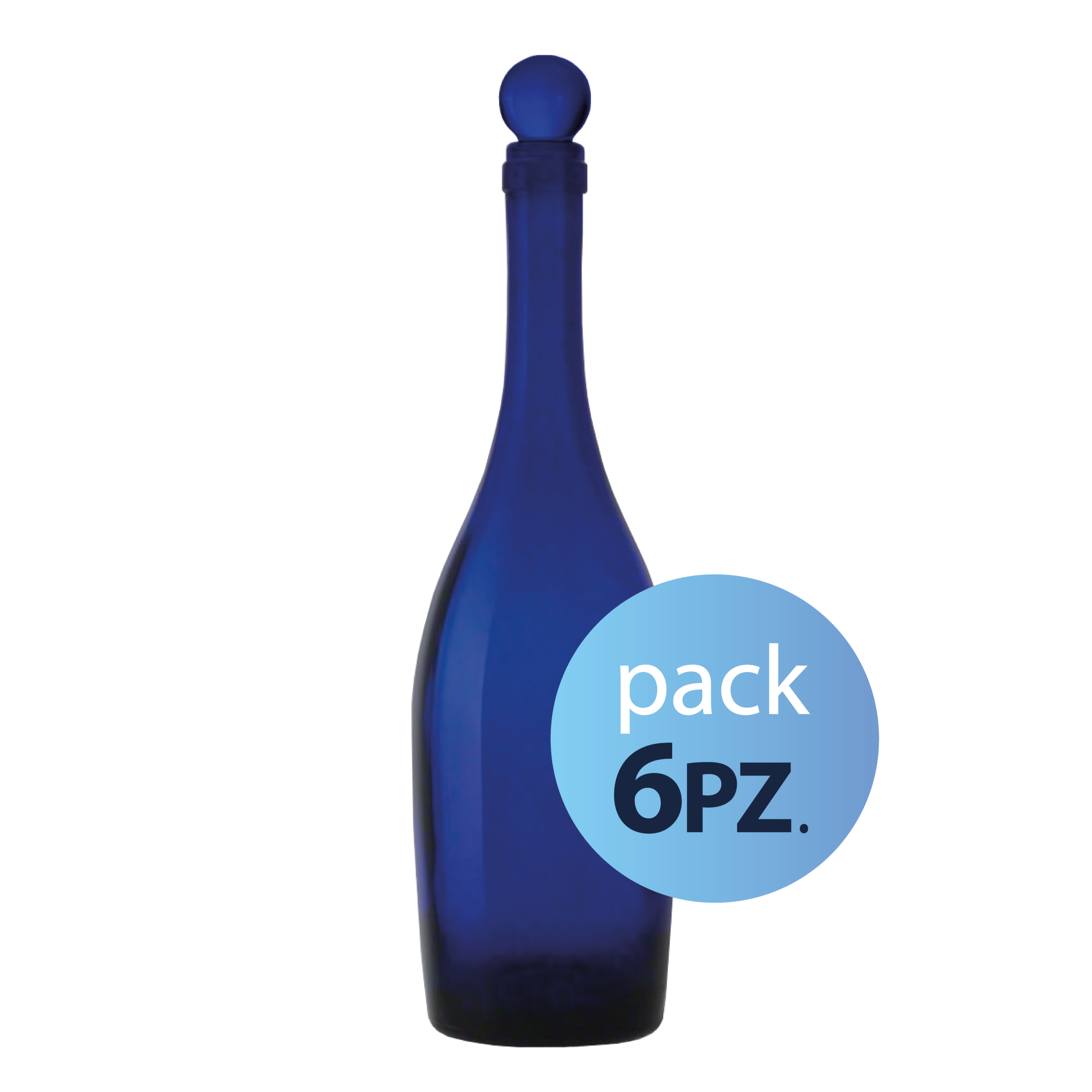 331393 Pack 6pz. - Bottiglia Old 75cl. Blu con tappo Blu - immagine 1