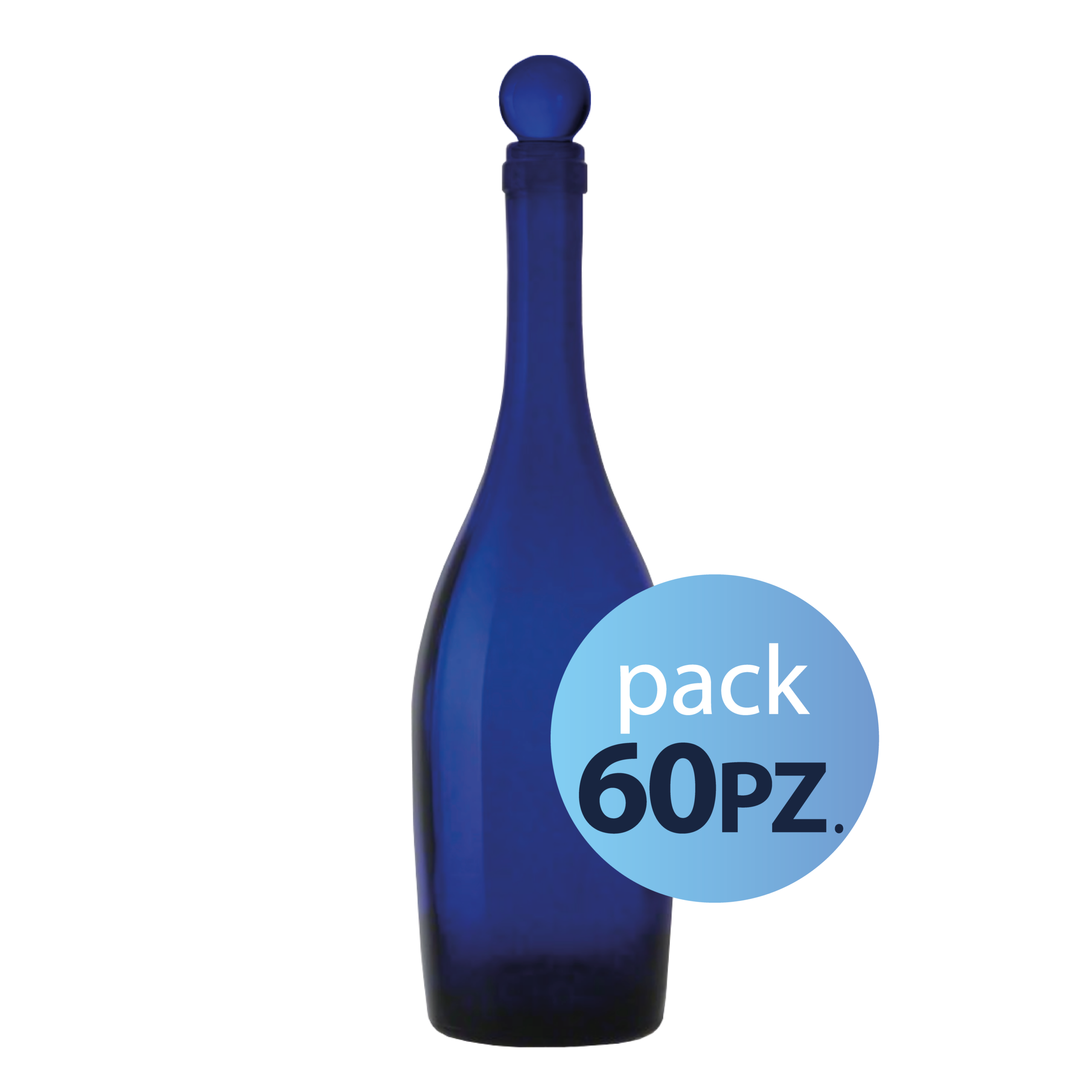 331405 Pack 60pz. - Bottiglia Old 75cl. Blu con tappo Blu - immagine 1