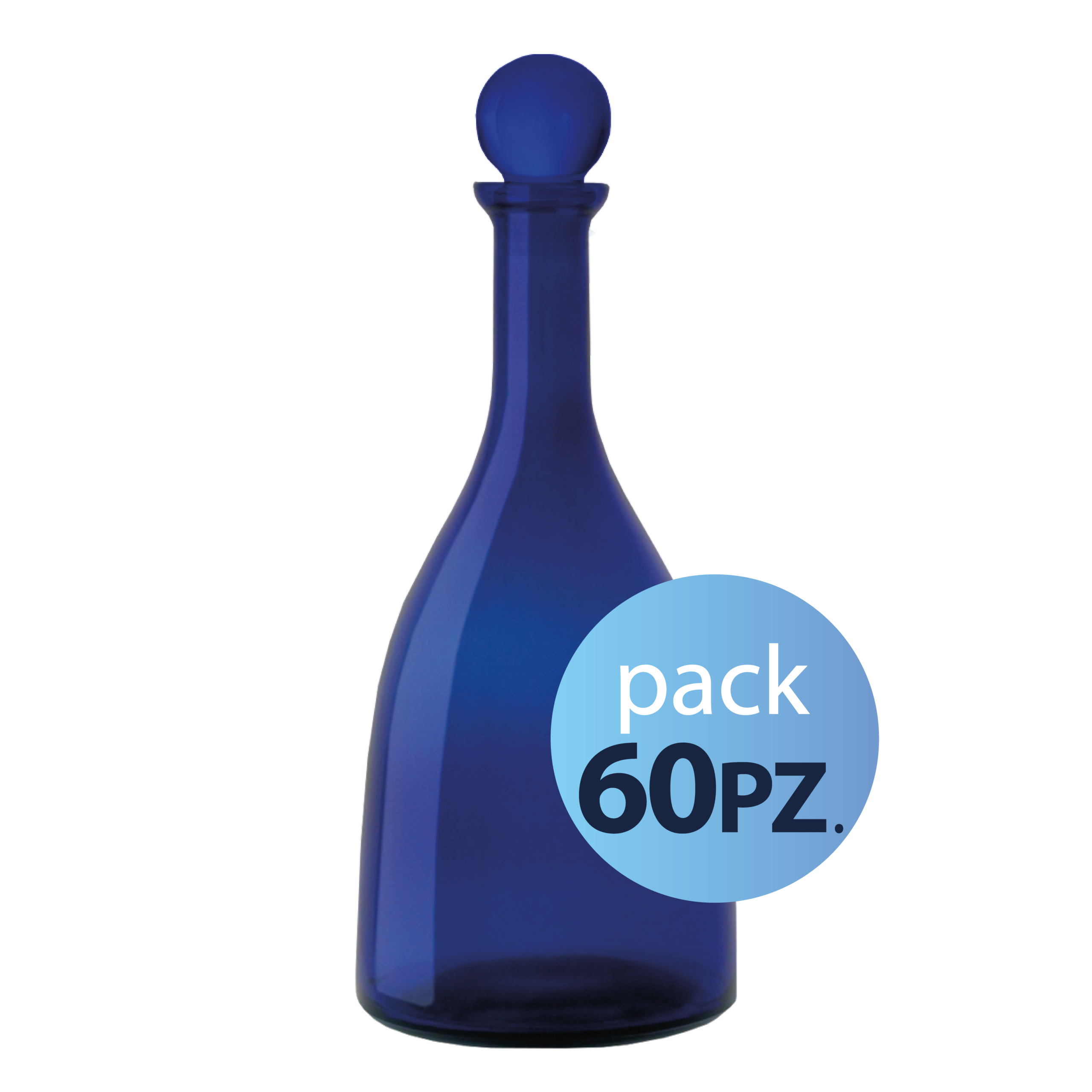 331407 Pack 60pz. - Bottiglia Vintage 75cl. Blu con tappo Blu - immagine 1