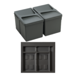 Pack Completo - Shurity Dif Dresser N.2 Pattumiere raccolta differenziata 12Lt. h.216mm con base cassettone 600mm.