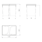 Set 2Pz. - Shurity Dif Dresser Pattumiera raccolta differenziata 15Lt. per base cassettone  - h.266mm - immagine 2