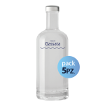 Pack 5pz. - Bottiglia Basic 75cl. Personalizzata Trasparente Acqua Gassata con Tappo Argento (NO LOGO SHURITY)