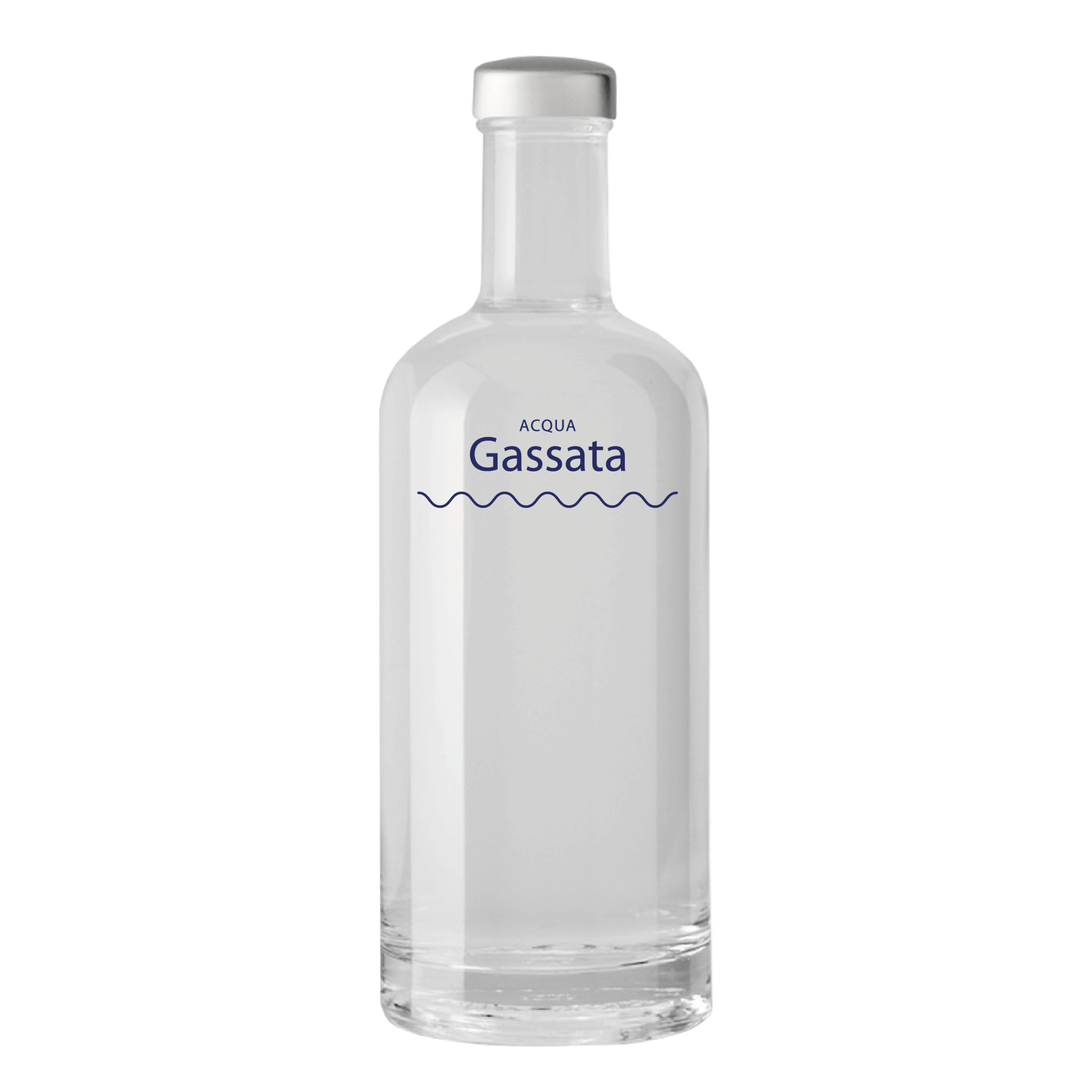 GASSATA_NEUTRA Bottiglia Basic 75cl. Personalizzata Trasparente Acqua Gassata con Tappo Argento (NO LOGO SHURITY) - immagine 1