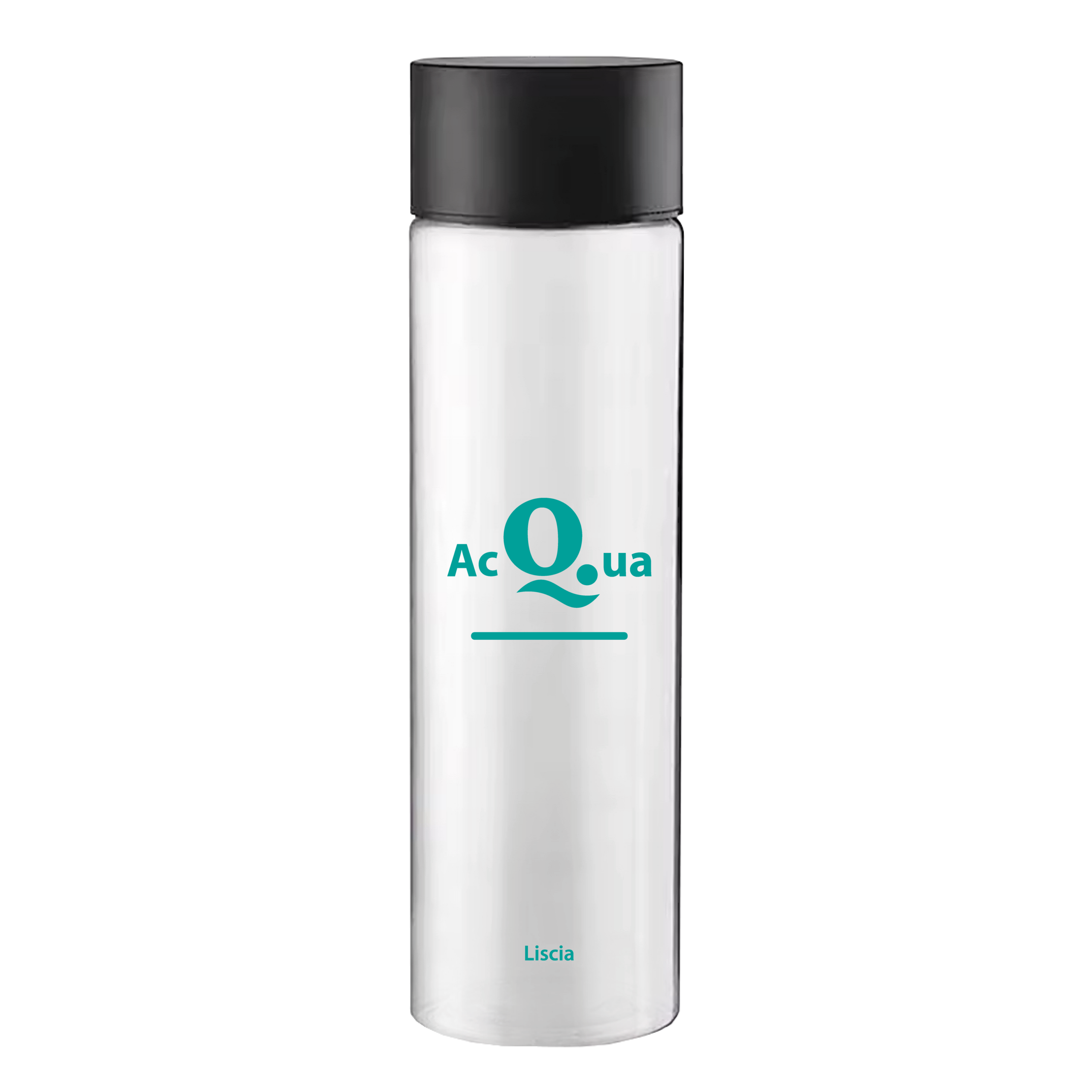 331587-PR Bottiglia Cilinder 50cl. Personalizzata Trasparente Acqua Liscia con Tappo Nero (NO LOGO SHURITY) - immagine 1