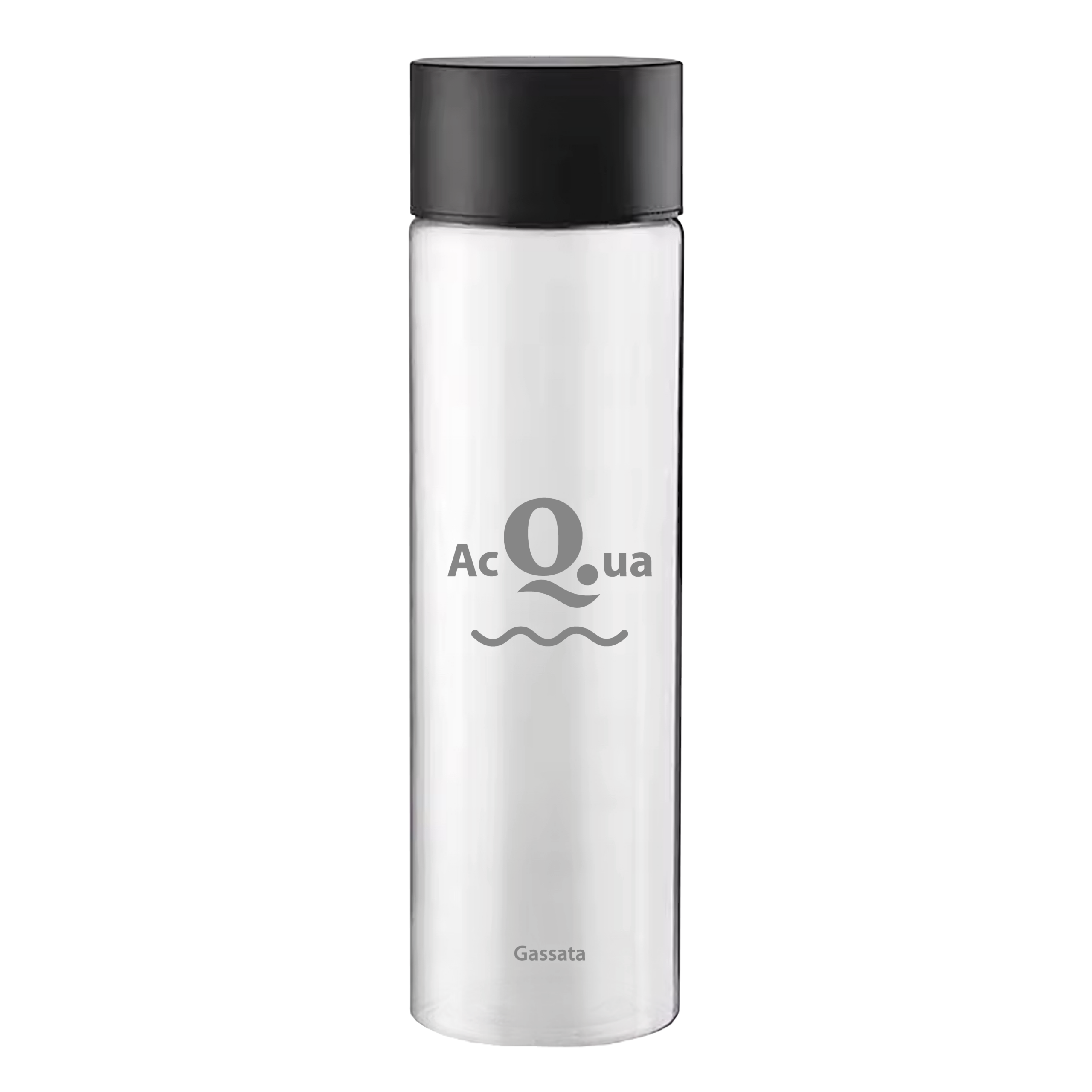 331588-PR Bottiglia Cilinder 50cl. Personalizzata Trasparente Acqua Gassata con Tappo Nero (NO LOGO SHURITY) - immagine 1