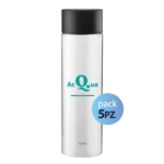 Pack 5pz. - Bottiglia Cilinder 50cl. Personalizzata Trasparente Acqua Liscia con Tappo Nero  (NO LOGO SHURITY)