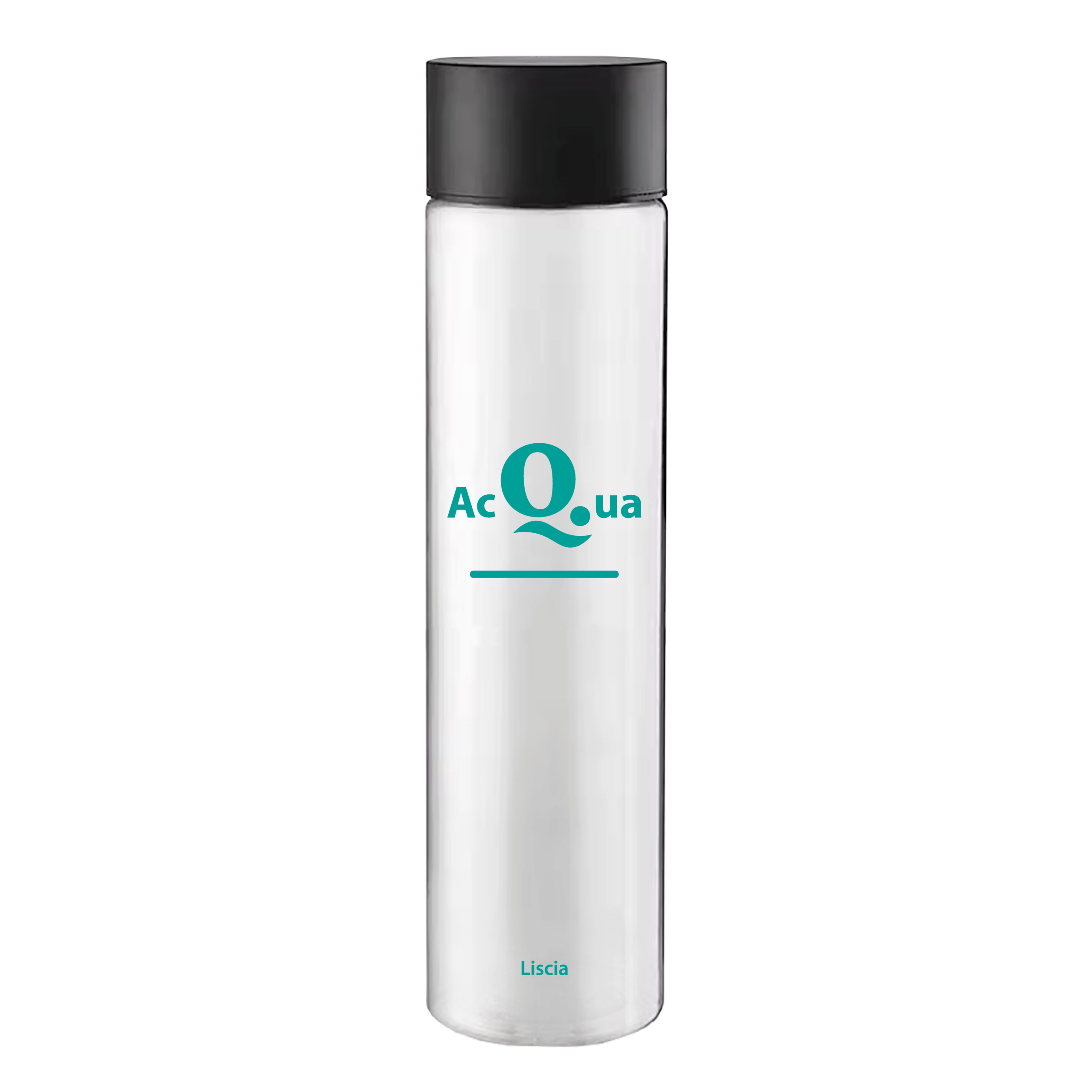 331593-PR Bottiglia Cilinder 75cl. Personalizzata Trasparente Acqua Liscia con Tappo Nero (NO LOGO SHURITY) - immagine 1