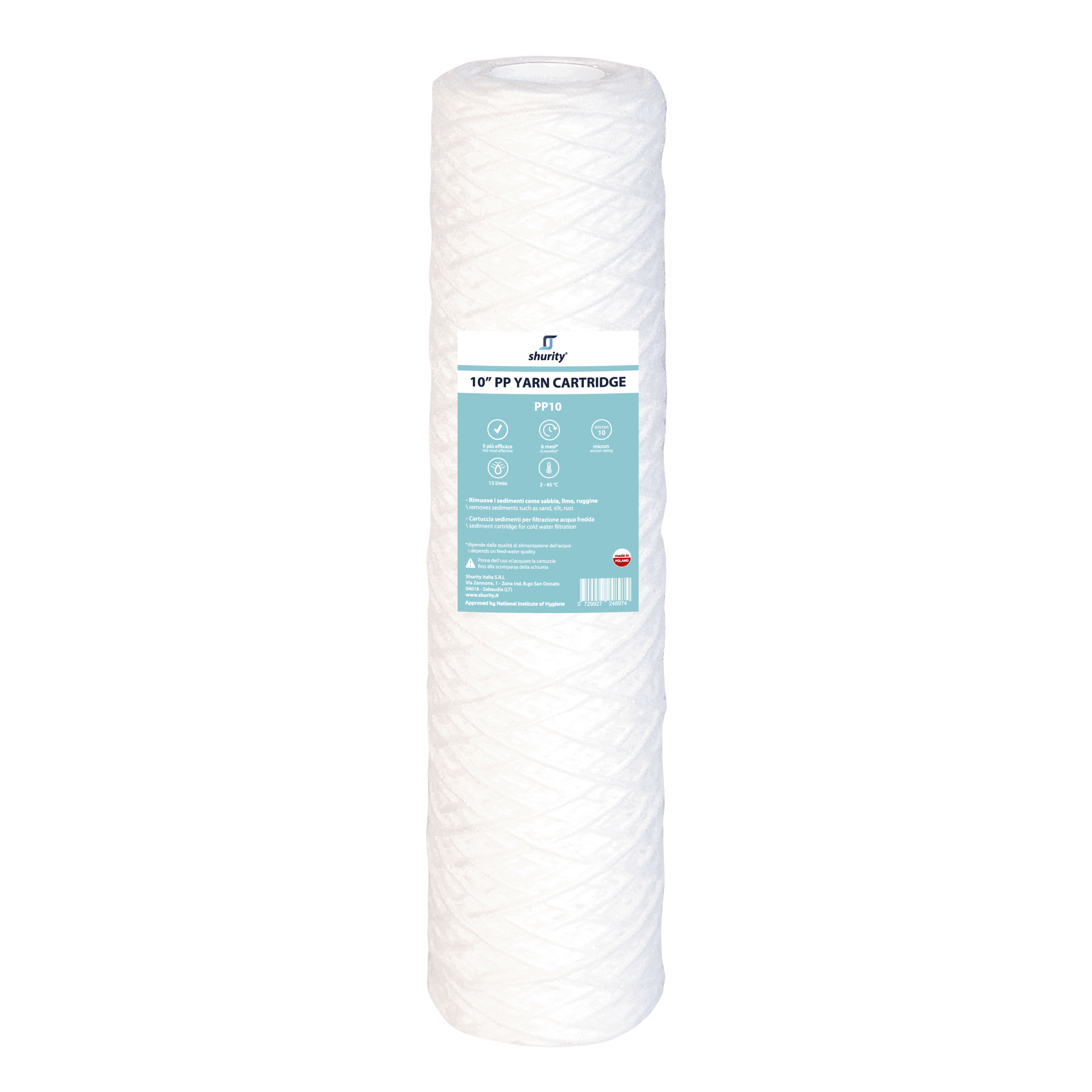 331674 Shurity Cartuccia Polipropilene avvolto 10 Pollici - 10 Micron - immagine 1