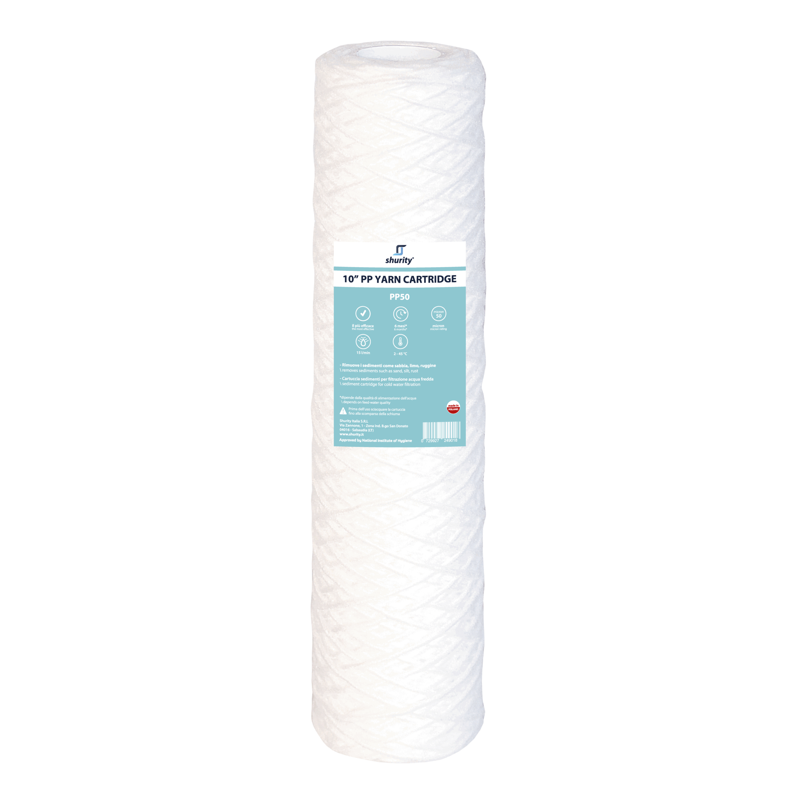 331676 Shurity Cartuccia Polipropilene avvolto 10 Pollici - 50 Micron - immagine 1