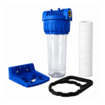 Kit filtrazione Completo 3 pezzi 10" IN-OUT 1" trasparente