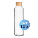 Pack 12pz. - Borraccia in vetro Elegance in vetro 500ml. Con Tappo in Plastica