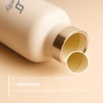 Shurity Water Go Sport Borraccia Termica Acciaio inox con rivestimento in ceramica 350ml. Grigio Tortora con doppio tappo - immagine 6