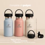 Shurity Water Go Sport Borraccia Termica Acciaio inox con rivestimento in ceramica 350ml. Grigio Tortora con doppio tappo - immagine 8