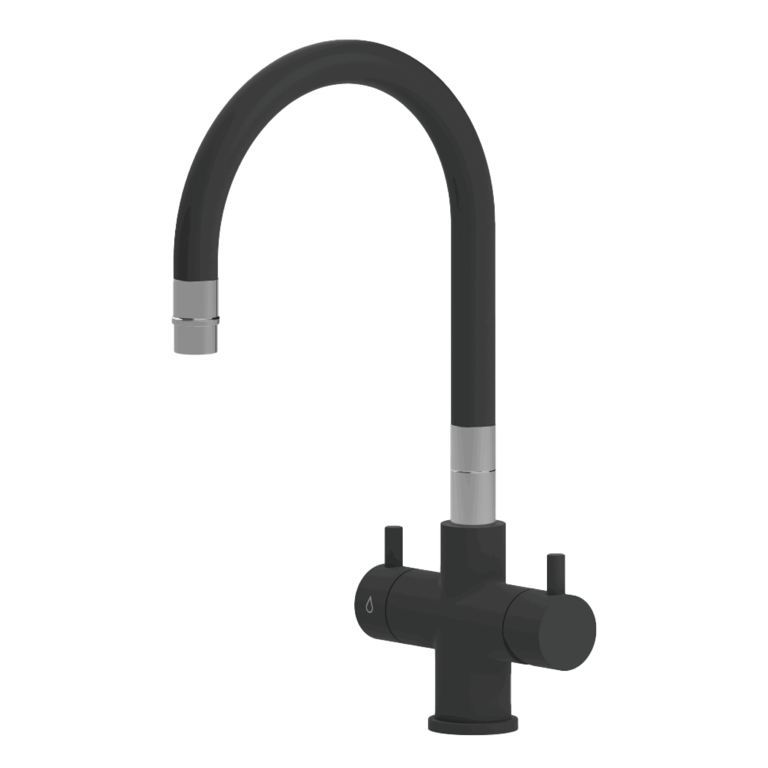 SNAKE-BK Shurity Snake Rubinetto da cucina Sottofinestra con canna snodabile 3 vie Nero Opaco - immagine 1