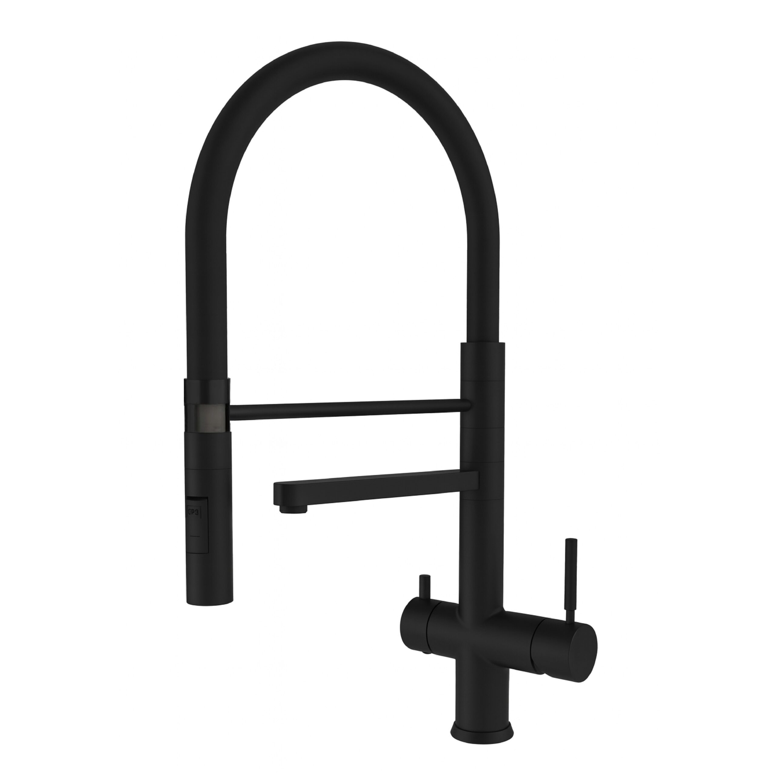 331626-BK Shurity 580 Rubinetto da cucina con Doccetta in gomma 5 vie Acciaio Inox Senza metalli pesanti Nero Opaco - immagine 1