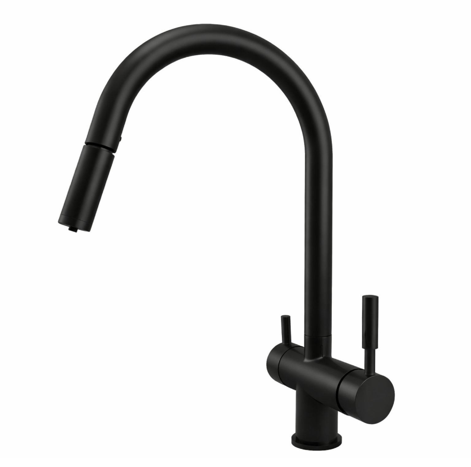 331977-BK-1536x1524 Puritek 352 Rubinetto da cucina con Doccetta estraibile 3 vie Nero Opaco - immagine 1