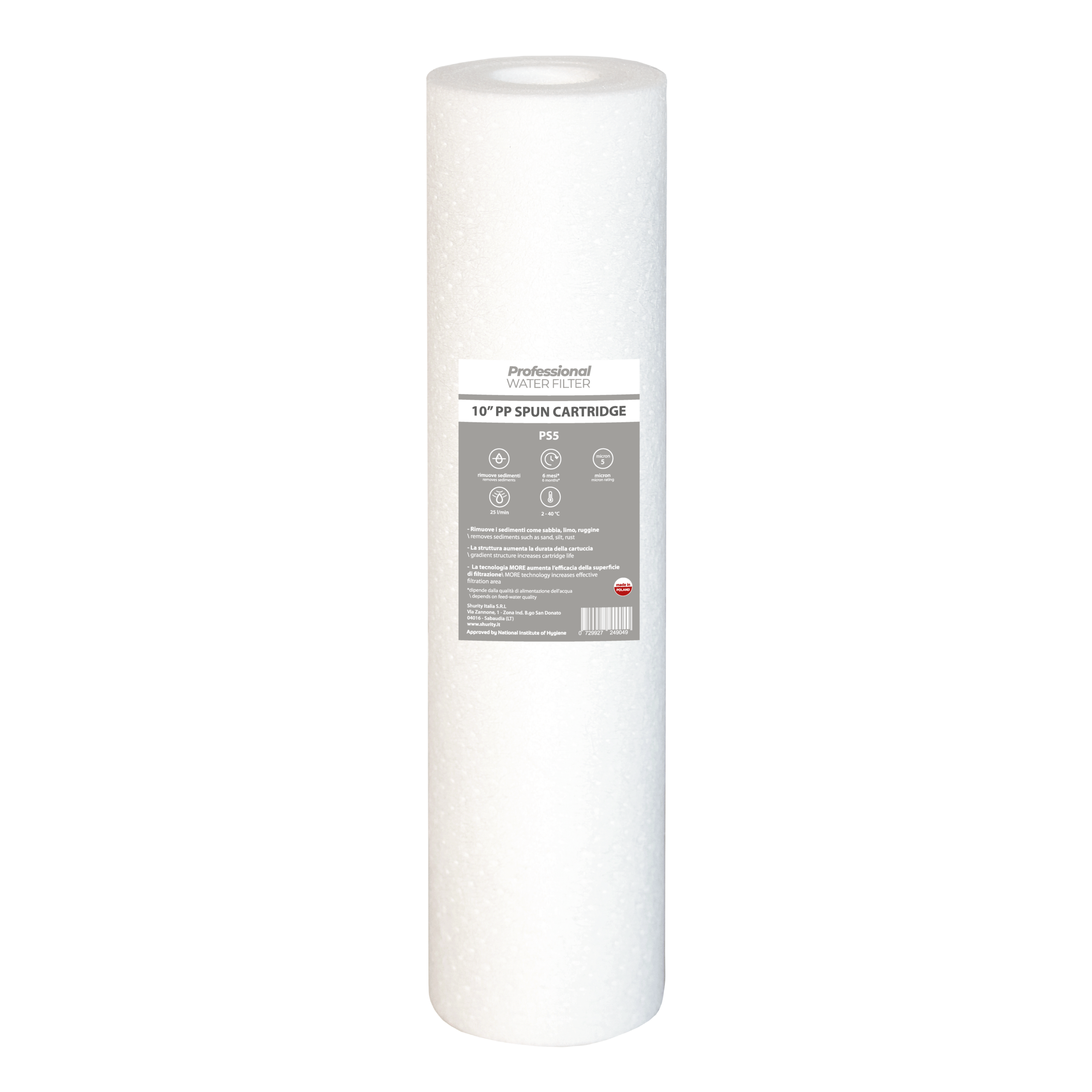 331677-PR Professional Water Filter Cartuccia Polipropilene soffiato 10 Pollici - 5 Micron - immagine 1