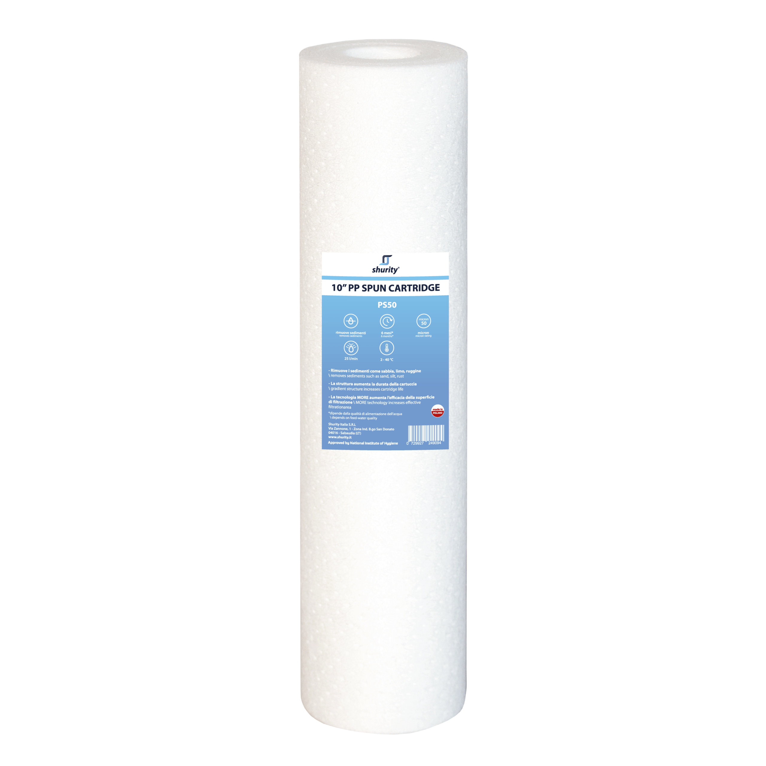 331680 Shurity Cartuccia Polipropilene soffiato 10 Pollici - 50 Micron - immagine 1