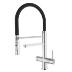 Shurity 360 Rubinetto da cucina con Doccetta in gomma 3 vie 3/8” Cromo/Nero