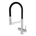 Shurity 390 Rubinetto da cucina con Doccetta in gomma senza metalli pesanti 3 vie 3/8” Cromo/Nero