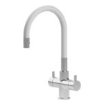 Shurity Snake Rubinetto da cucina Sottofinestra con canna snodabile 3 vie 3/8” Cromo/Bianco