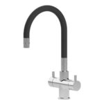Shurity Snake Rubinetto da cucina Sottofinestra con canna snodabile 4 vie 3/8” Cromo/Nero